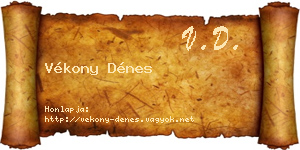 Vékony Dénes névjegykártya